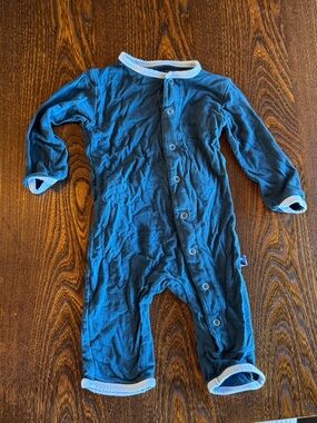 Kickee Pants Blue Long-Sleeve Baby One-Piece with Snap Front